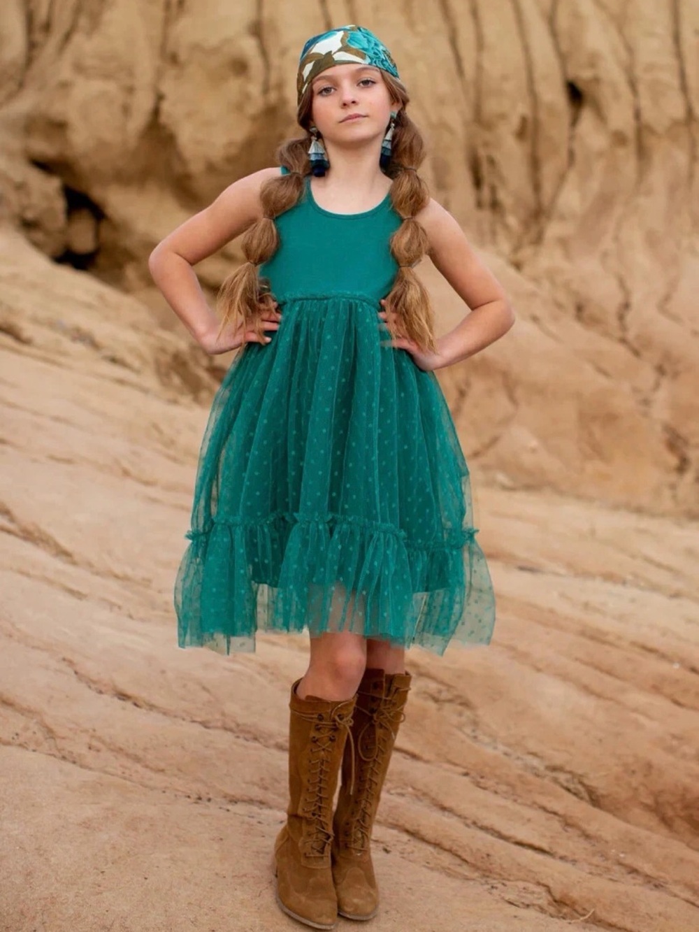 NWT Joyfolie Leila Sleeveless Tulle Swiss Dot Party Occasion Dress in Teal Sz 12